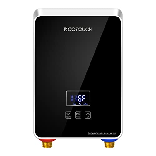 Tankless Water Heater Electric 6.5kw 240V, ECOTOUCH Point-of-Use Hot Water Heater Digital Display,Electric Instant Hot Water Heater with Self-modulating,Overheating Protection,Black