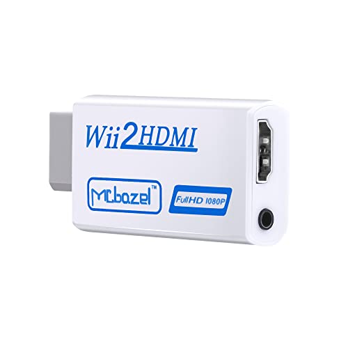 Mcbazel Wii to HDMI 1080p 720p Connector Output Video & 3.5mm Audio Supports All Wii Display Modes NTSC 480i 480p, PAL 576i