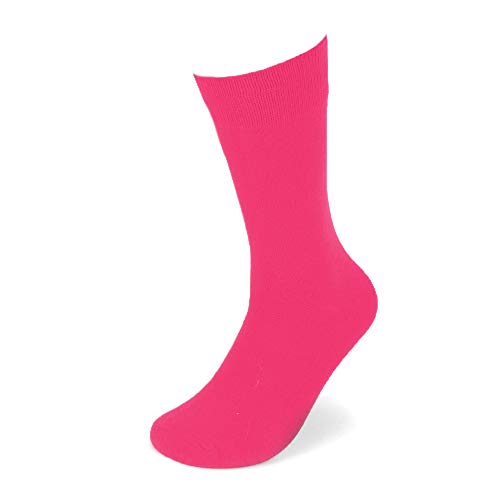 Feraricci Solid Color Polyester Socks for Men, Casual and Formal Attire Mid Rise Men’s Crew Socks - Fuchsia