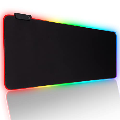 RGB Gaming Mouse Pad, Extra Large Gaming Mouse Mat for Gamer, Computer Keyboard Mat with 14 Lighting Mode, Waterproof Desk Pad for PC Gamer/Laptop Gamer/Office