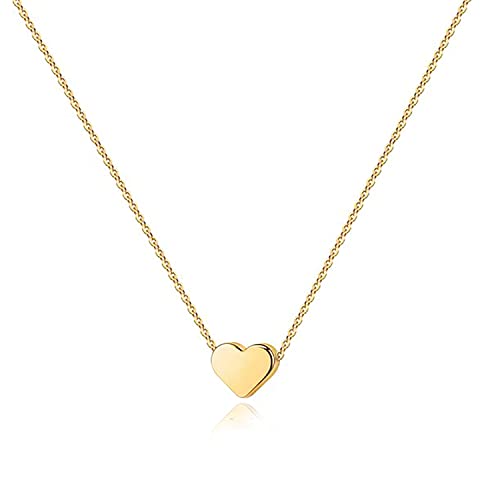 PAVOI 14K Yellow Gold Plated Heart Necklace | Cute Dainty Love Pendant Necklaces for Women
