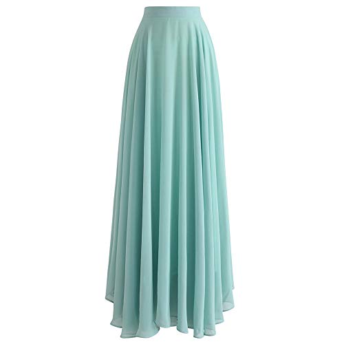 CHICWISH Women's Timeless Favorite Mint Chiffon Maxi Prom Party Skirt