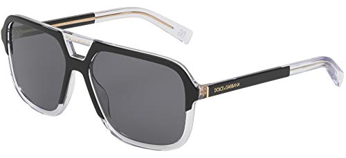 Dolce & Gabbana Men's Round Fashion Sunglasses, Top Black/Crystal/Dark Grey, One Size