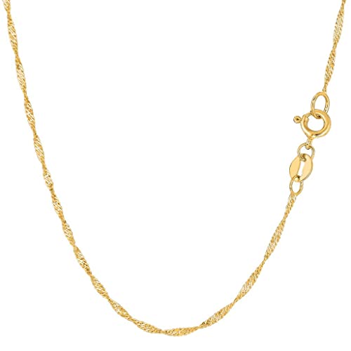 The Diamond Deal 14K Yellow or White Gold 1.5mm Shiny Diamond-Cut Classic Singapore Chain Necklace for Pendants and Charms with Spring-Ring Clasp (18' And yellow-gold)