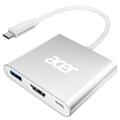 acer USB C to HDMI Adapter, Type C to 4K HDMI Adapter with 100W PD & USB 3.0 Port Multiport Digital AV Converter for MacBook Pro/air, iPad Pro/air, iPhone 15, Tablets, Switch and more USB-C Devices