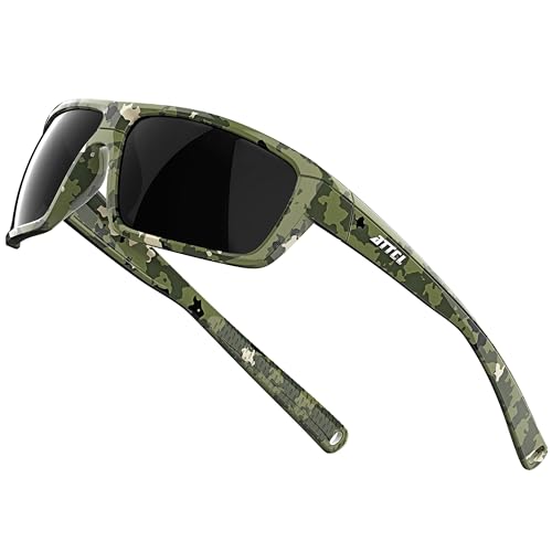 ATTCL Polarized Wrap Sunglasses For Men Cycling Driving Fishing Sports Glasses Ultralight 5001 Camouflage