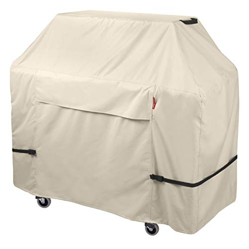 Porch Shield 62W x 24D x 48H inch Premium Gas Grill Cover Up to 60 inch - Waterproof 600D BBQ Covers for Weber, Brinkmann, Char-Broil and More, Light Tan