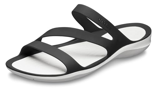 Crocs Women's Swiftwater Sandals, Black/White, 10