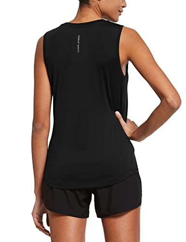 BALEAF Workout Tank Tops for Women Sleeveless Running Shirts Activewear Gym Yoga Tops Black Size L