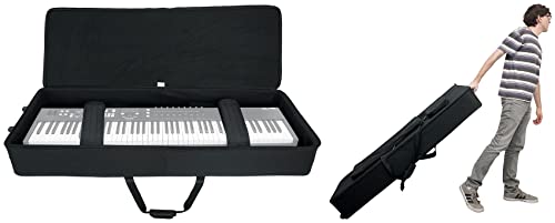 Rockville Rolling Bag 76 Key Keyboard Case w/Wheels+Trolley Handle+Large Pocket V2