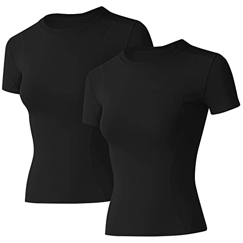 Loovoo Women Short Sleeve Workout Shirts Dry Fit Moisture Wicking Crew-Neck T-Shirts Sports Running Tee Shirt