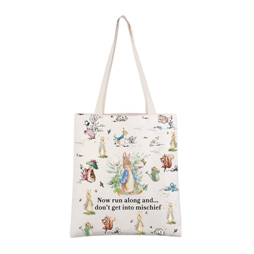 CMNIM Rabbit Fan Gift Peter Bunny Tote Bag Now Run Along And Don't Get Into Mischief Movie Shoulder Bag Rabbit Easter Gift (Peter Bunny TB)