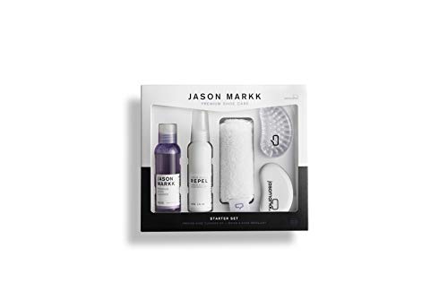 Jason Markk Starter Set - 2 oz Premium Shoe Cleaner - 2 oz Repel - Premium Microfiber Towel, Standard and Premium Brush - Bonus Quick Wipe Inside - Safe on All Materials Including Suede & Nubuck