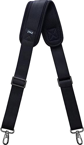 ZINZ Shoulder Strap, 57' Padded Adjustable Shoulder Bag Straps Replacement for Bags with D-Ring (Black, 001)