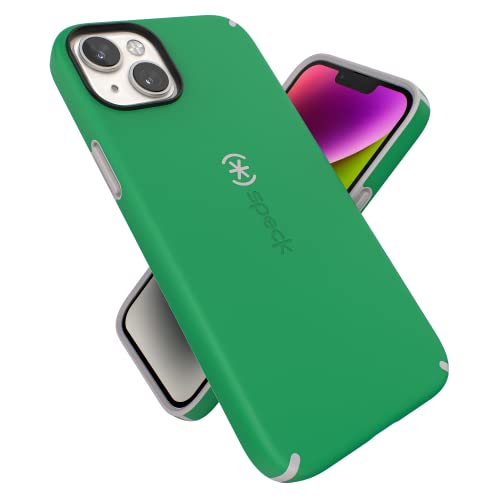 Speck iPhone 15 Plus & 14 Plus Case - Drop Protection, Scratch Resistant, Built for MagSafe iPhone Case, Soft Touch Coating - 6.7' iPhone Case, Dual Layer - Renew Green/Sweater Grey CandyShell Pro