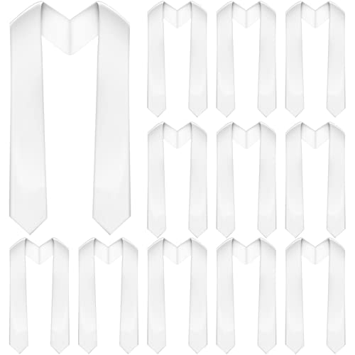 Geyoga 12 Pieces Unisex Graduation Stole Bulk Sublimation Blank Grad Sash Plain Graduate Honor Stole, 70 Inches(White)