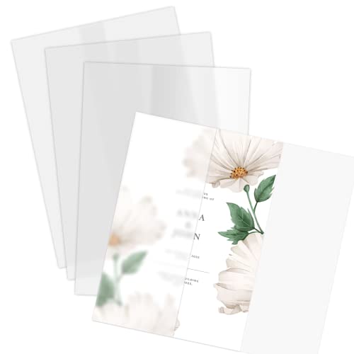 Vellum Jackets - 100 Pack Folded Vellum Jacket for 5 x 7 Invitations, Translucent Vellum Paper for Invitation, Greeting Cards, Photo Prints