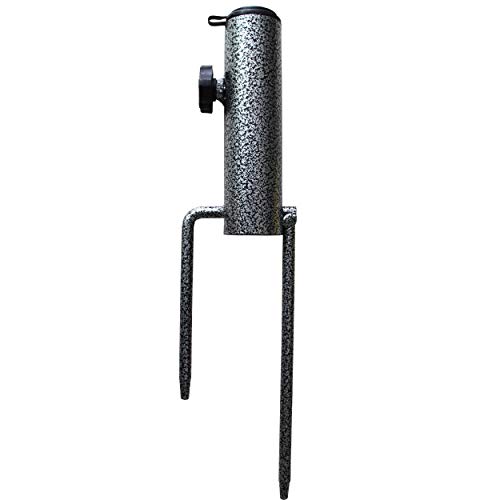 AMMSUN Patio Umbrella Steel Anchor Beach Umbrella Heavy Duty Metal Ground Grass Auger Holder Stands Base with Two Forks Ideal for Use in Soil For Flag, Fishing Rod, Outdoor, Park, Lawn
