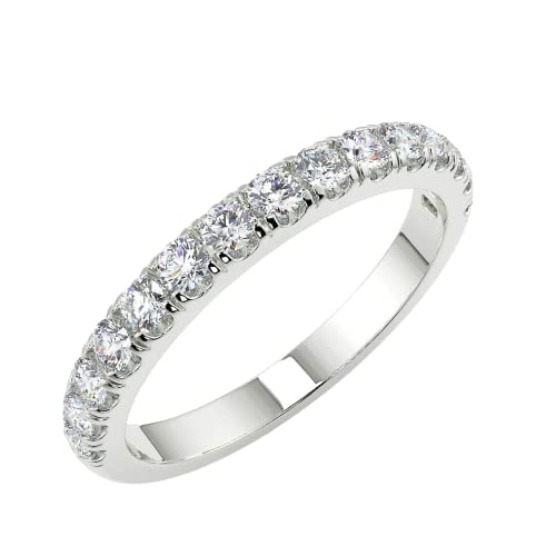 Natural 14k White Gold Diamond Ring for Women Wedding Anniversary Stackable Thin Band 1/4 cttw (Color H-I, Clarity I1-I2). Natural Real Mined Diamonds.