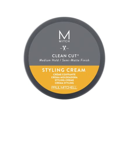 MITCH by Paul Mitchell Clean Cut Styling Cream for Men, Medium Hold, Semi-Matte Finish, For All Hair Types + Short to Medium Hair, 3 oz.