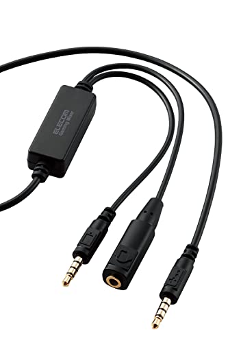 Elecom HSAD-GMMA20BK Audio Mixer, Analog, PS5/PS4/Nintendo Switch, Gaming Mixer, Integrated Cable, Black