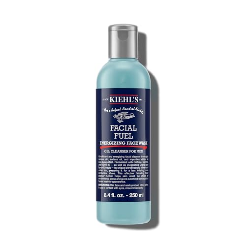 Kiehl's Facial Fuel Face Wash, Refreshing + Invigorating Men's Gel Cleanser, with Caffeine, Vitamin E and Menthol, Non-Drying Formula Moisturizes Skin, Great for Clogged Pores - 8.4 fl oz