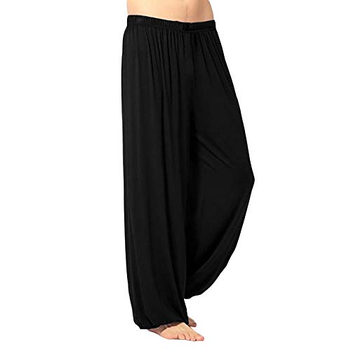 Men's Super Soft Modal Spandex Harem Yoga Pilates Pants Harem Pants Loose Casual Lounge Yoga Pants Plus Size Joggers Black