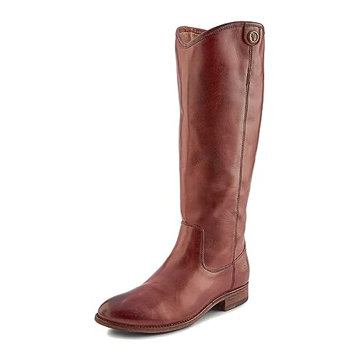 Frye Melissa Button 2 Equestrian-Inspired Tall Boots for Women Made from Hard-Wearing Vintage Leather with Antique Metal Hardware and Leather Outsole – 15 ½” Shaft Height, Mahogany - 8M