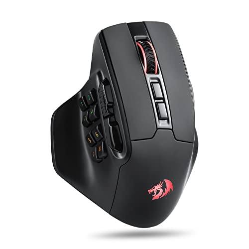 Redragon M811 PRO Wireless MMO Gaming Mouse, 15 Programmable Buttons RGB Gamer Mouse w/Ergonomic Natural Grip Build, 10 Side Macro Keys, Software Supports DIY Keybinds & Backlit