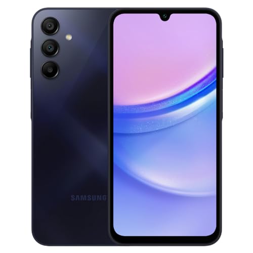 Samsung Galaxy A15 (SM-155M/DSN), 128GB 6GB RAM, Dual SIM, Factory Unlocked GSM, International Version (Wall Charger Bundle) (Blue Black)