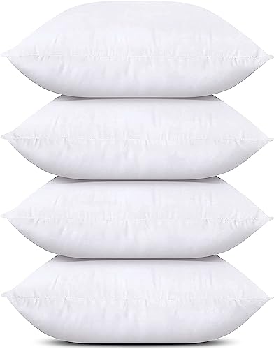 Utopia Bedding Throw Pillows (Set of 4, White), 16 x 16 Inches Pillows for Sofa, Bed and Couch Decorative Stuffer Pillows