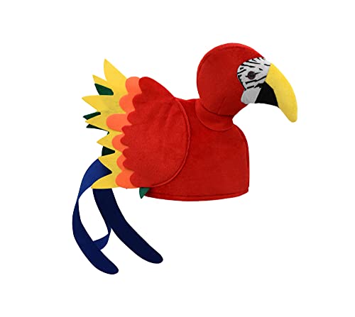 Nicky Bigs Novelties Adult Parrot Hats - Parrot Head Hat Tropical Animal Bird Theme Hats - Novelty Luau Beach Party Caps Costume Accessory, Multi-Color, One Size