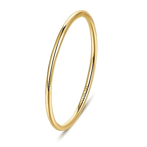 NOKMIT 1PC 1mm 14K Gold Filled Rings for Women Girls Thin Gold Ring Dainty Cute Stacking Stackable Thumb Pinky Band Non Tarnish Comfort Fit Size 4 to 11 (7)