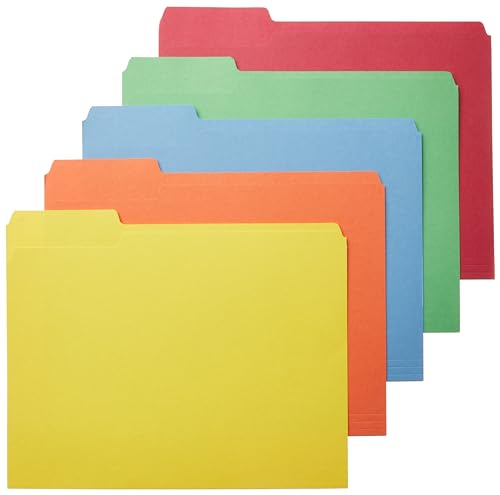 AmazonBasics AMZ401 File Folders - Letter Size (100 Pack) – Assorted Colors