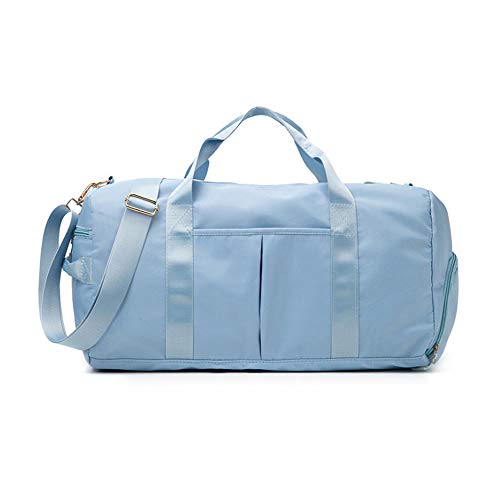 Blackwheel Sports Gym Bag With Shoe Bag Wet Bag Duffle Bag Waterproof Travel Bag for Women Men Light Blue 29L