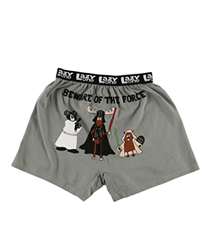 Lazy One Funny Animal Boxers, Novelty Boxer Shorts, Humorous Kids' Underwear, Gag Gifts for Boys (Beware of The Force, Medium)
