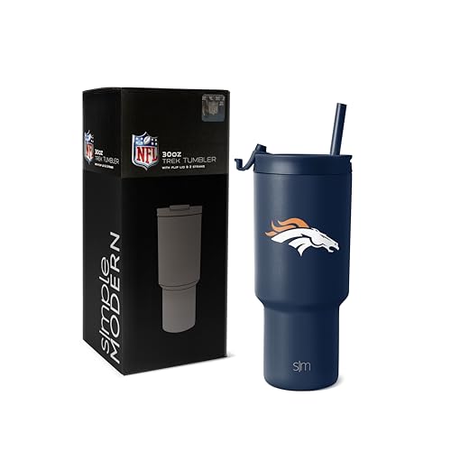 Simple Modern Officially Licensed NFL Denver Broncos 30 oz Tumbler with Flip Lid and Straws | Insulated Cup Stainless Steel | Gifts for Men Women | Trek Collection | Denver Broncos