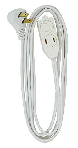 SlimLine 2235 Indoor Flat Plug Extension Cord, 3 Foot Cord, Right Angled Plug, 16 gauge, 3 Polarized Outlets, 125 Volts, Space Saving Design, Neutral White Color, UL and CUL Listed…