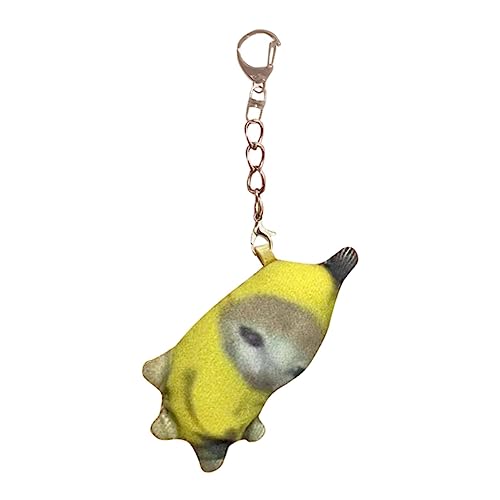 FOLOU Crying Cat Keychain,Sound Making Banana Cat Crying Cat Keychain,Banana Meow Doll Keychain Cute Charm (A)