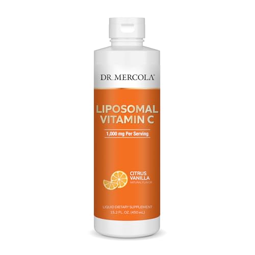 Dr. Mercola Liposomal Vitamin C, 1,000 mg per Serving, Liquid Dietary Supplement, 15.2 Fl. Oz (450 mL), Citrus Vanilla Natural Flavor, Non GMO, Gluten Free, Soy Free