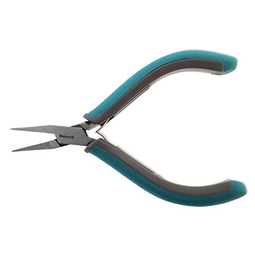 The Beadsmith Simply Modern Flat Nose Pliers, 4.5 inches (114mm) with polished steel head, PVC grip handles and double-leaf springs, tool for jewelry making