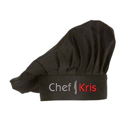 Place4Print Embroidered Chef Hat with Custom Name a Great Gift Adult Premium Quality (Black)