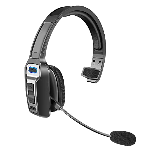 Sarevile Trucker Bluetooth Headset, V5.2 Wireless Headset with Upgraded Microphone AI Noise Canceling, On Ear Bluetooth Headphone with Mute for Driver Office Call Center (Black)