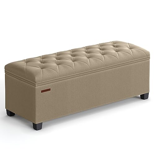 SONGMICS Storage Ottoman Bench, Bench with Storage, for Entryway, Bedroom, Living Room, Light Taupe ULSF088R01