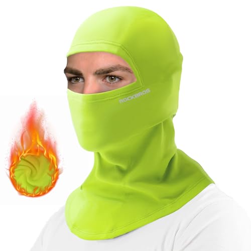 ROCKBROS Cold Weather Balaclava Ski Mask for Men Windproof Thermal Winter Scarf Mask Women Neck Warmer Hood for Cycling Green