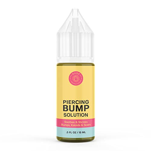 BASE LABORATORIES Piercing Bump Solution & Keloid Bump Removal | Soothing Piercing Aftercare for Piercing Bumps & Keloid Scar Removal | Ear & Nose Keloid Bumps Piercing Aftercare Solution Oil | 0.5 oz