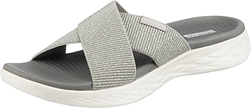 Skechers womens On-the-go 600 - 16259 Slide Sandal, Silver, 7 US