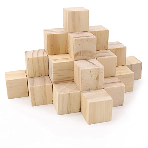 50Pcs Wooden Cubes 1inch Natural Wooden Blocks Unfinished Wood Blocks for Wood Crafts Blank Wood Square Blocks for Crafts and DIY Projects Puzzle Making.