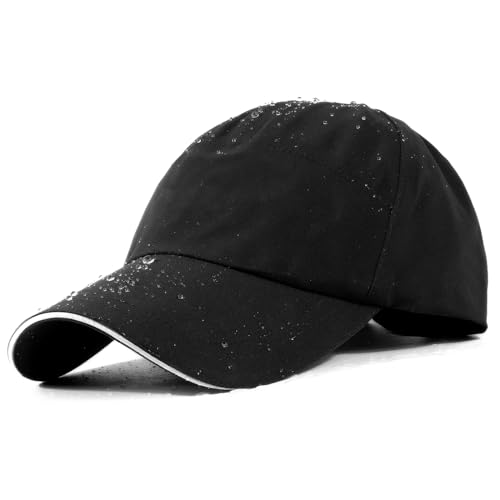 Lvaiz Mens Waterproof Golf Baseball Cap Windproof Unstructured UPF50+ Outdoor Caps for Women Sport Adjustable Tennis Hat Black