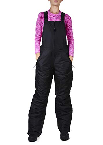 Arctic Quest Womens Insulated Water Resistant Ski Snow Bib Pants Black